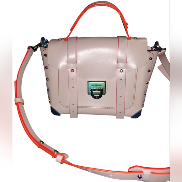 Michael Kors Manhattan Medium Contrast-Trim Leather Satchel - Picture 1 of 5